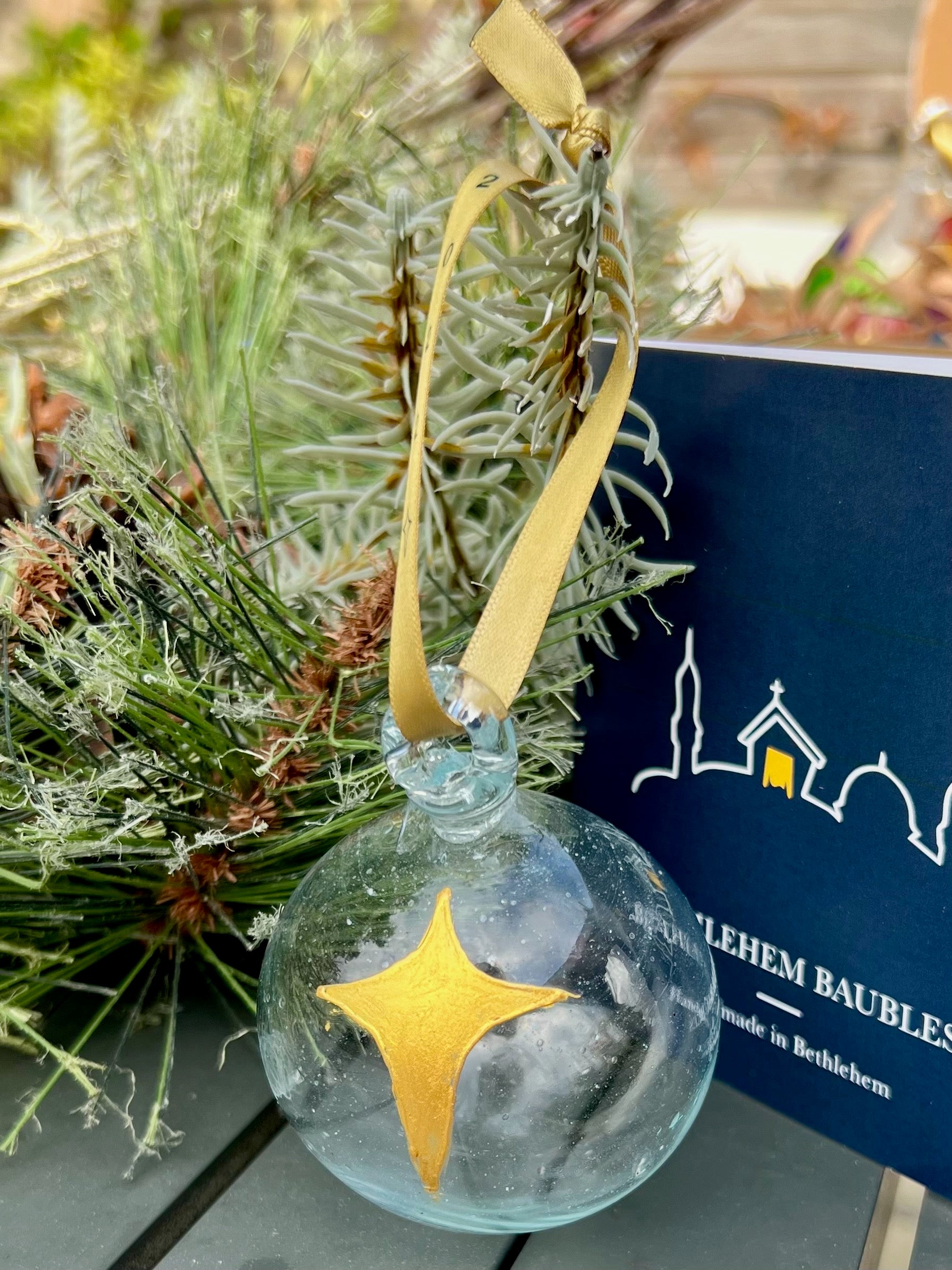 Clear Bauble with Gold Star