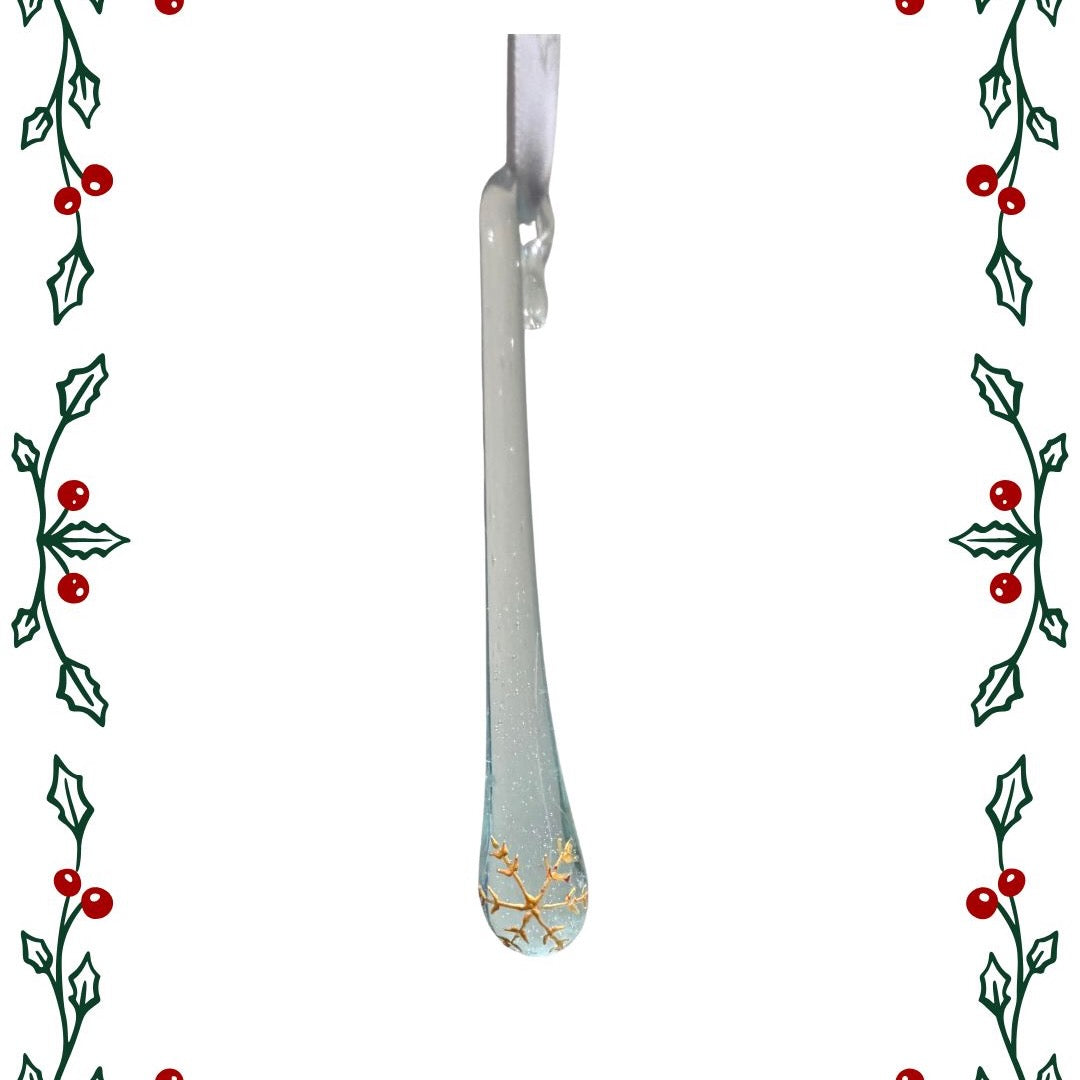 2026 Clear with Gold Snowflake Tear Drop