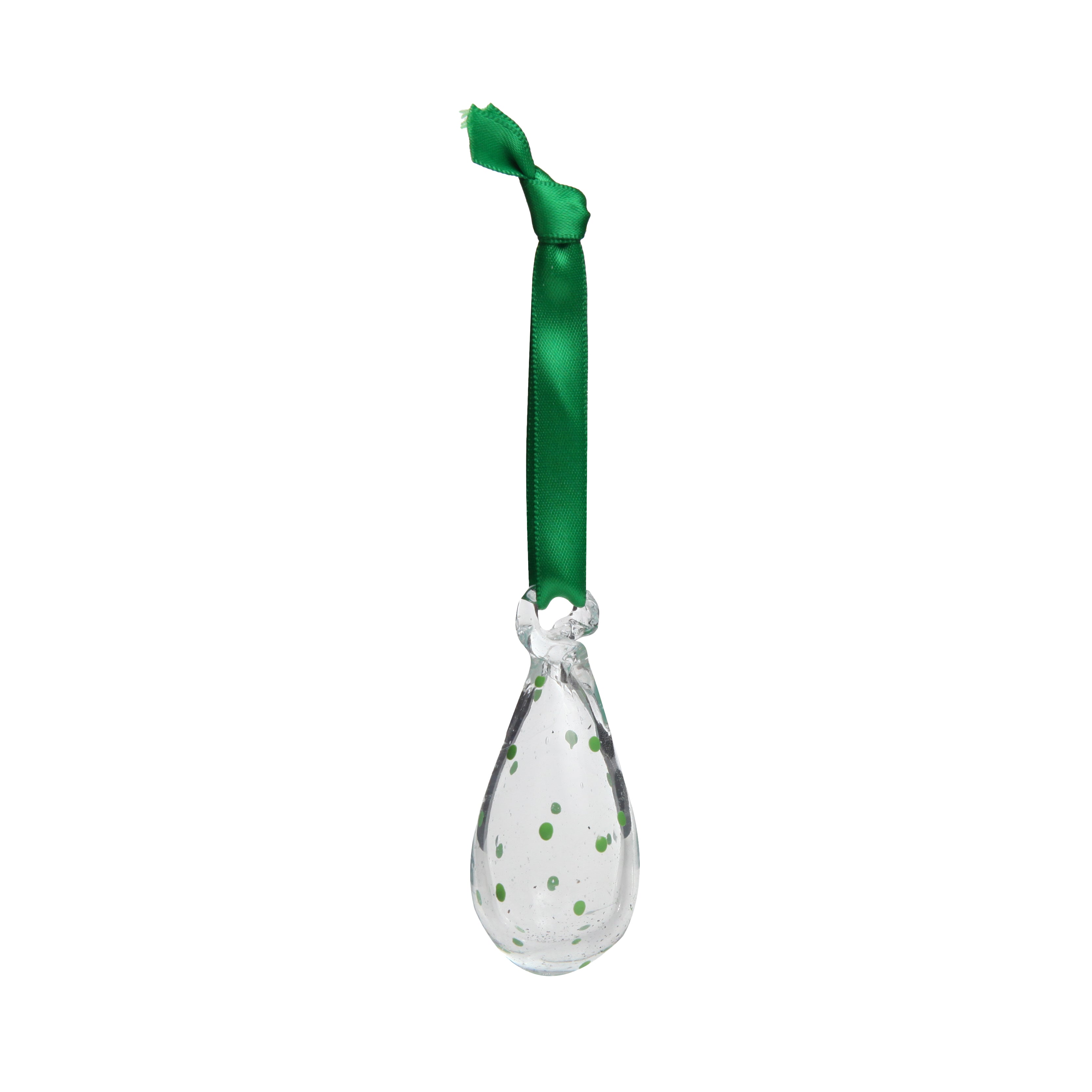 Bethlehem Baubles clear recycled glass Easter Duo Decorations painted with yellow, green and pink spots
