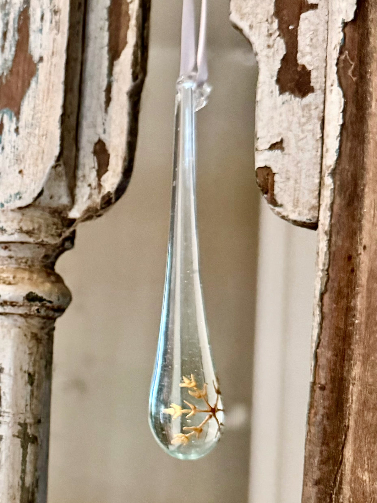 2026 Edition Clear with Gold Snowflake Tear Drop Bauble