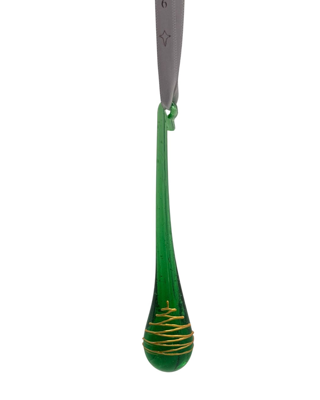 2026 Green with Golden Tree Tear Drop Bauble
