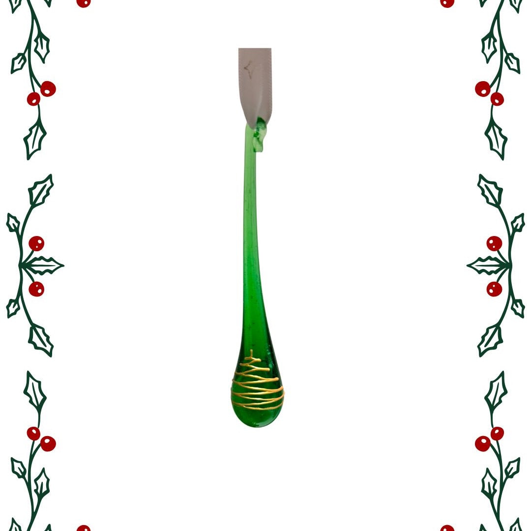 2026 Green with Golden Tree Tear Drop Bauble