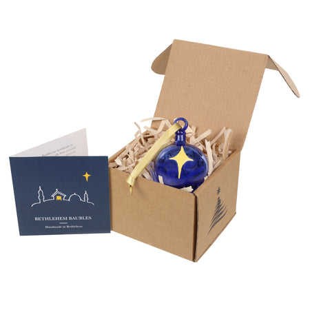 Bethlehem Baubles blue star Christmas Decoration in box