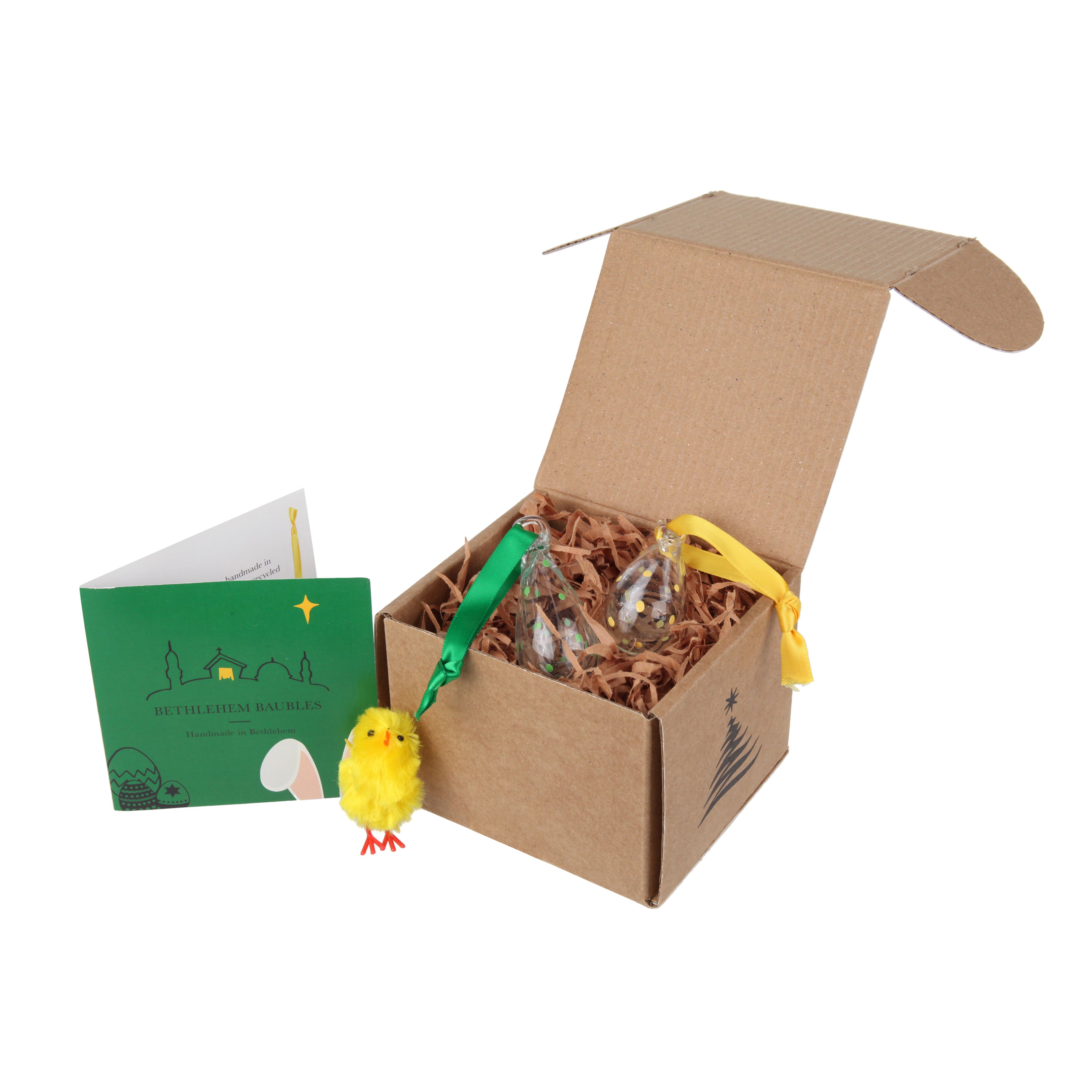 Bethlehem Baubles Yellow and Green Easter Duo Decoration in box