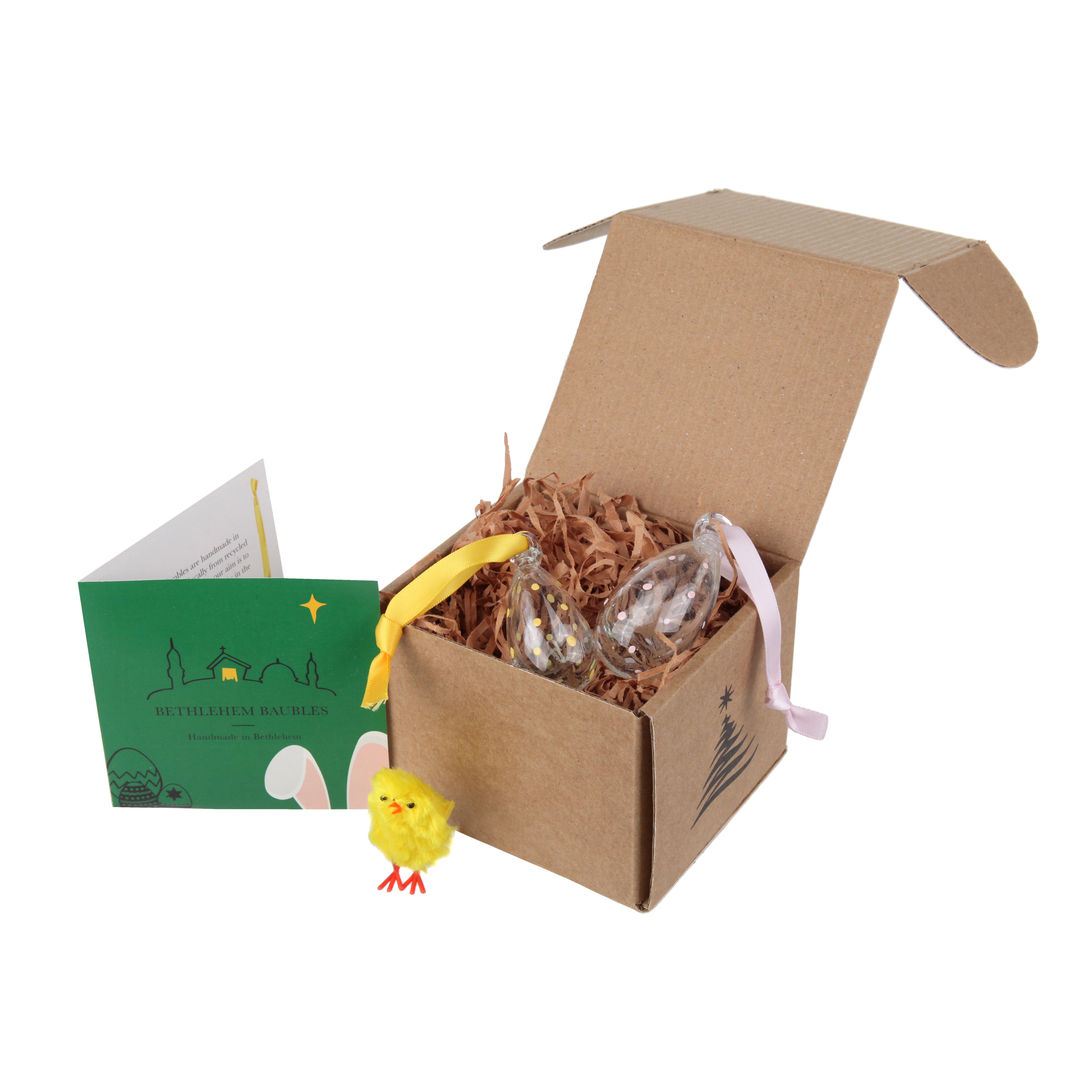  Baubles Yellow and Pink Easter Duo Decoration in box