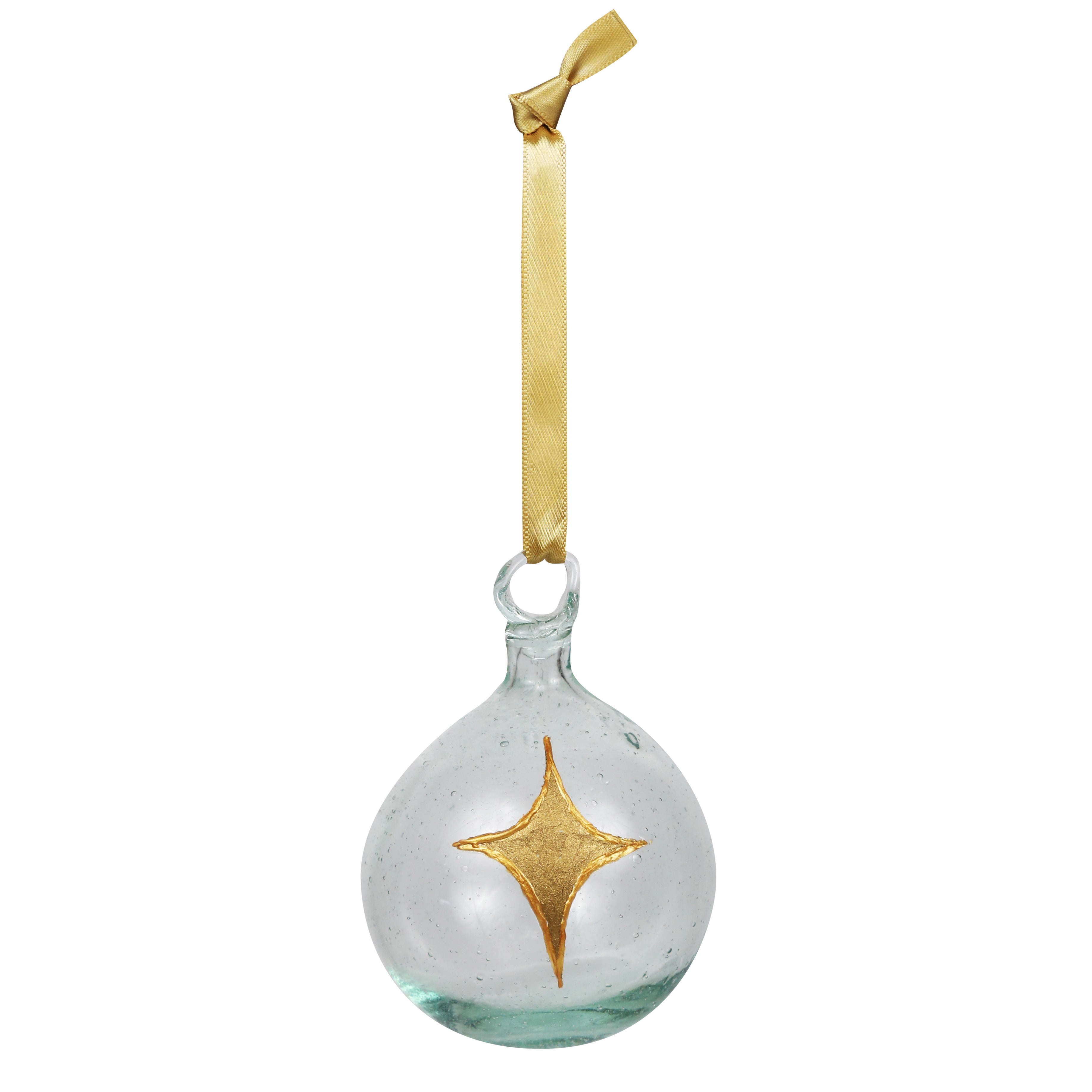 Bethlehem Baubles Clear glass bauble painted with gold Star 